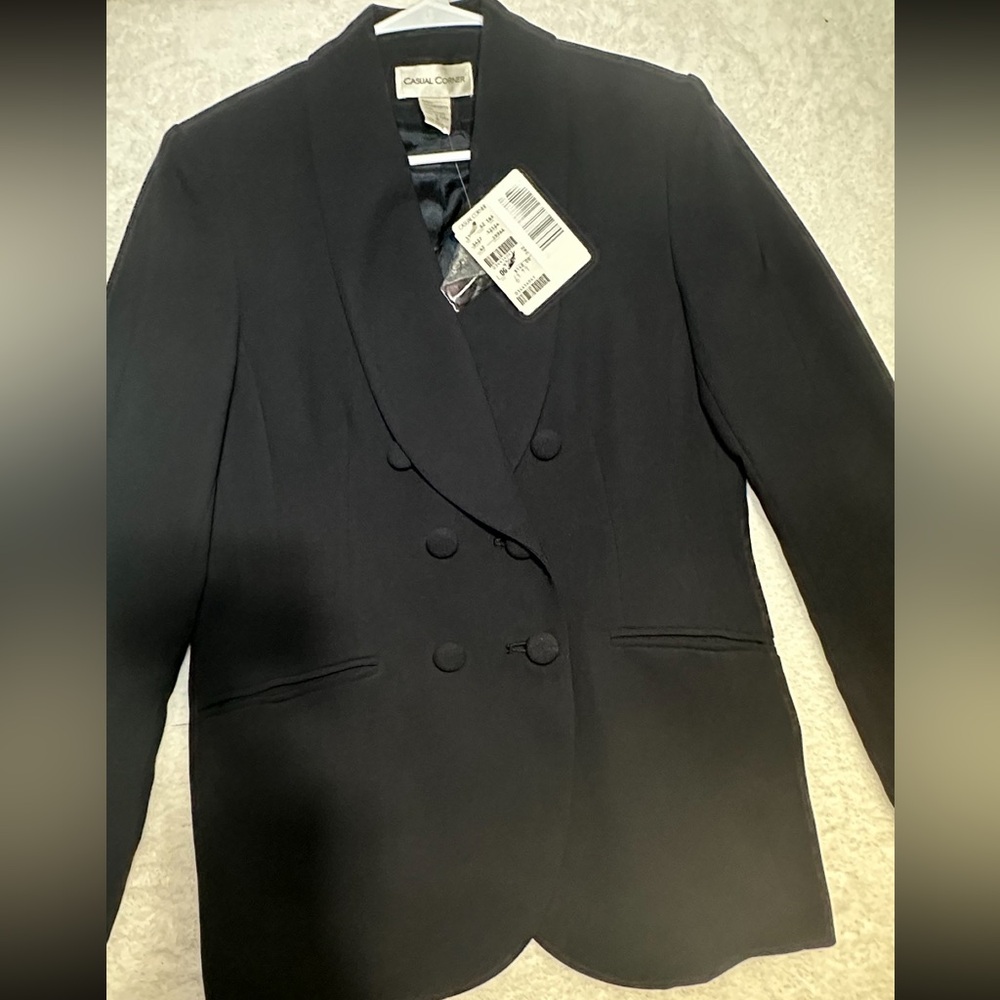 Casual Corner NWT  Vintage Double Breasted Blazer Black Size 6